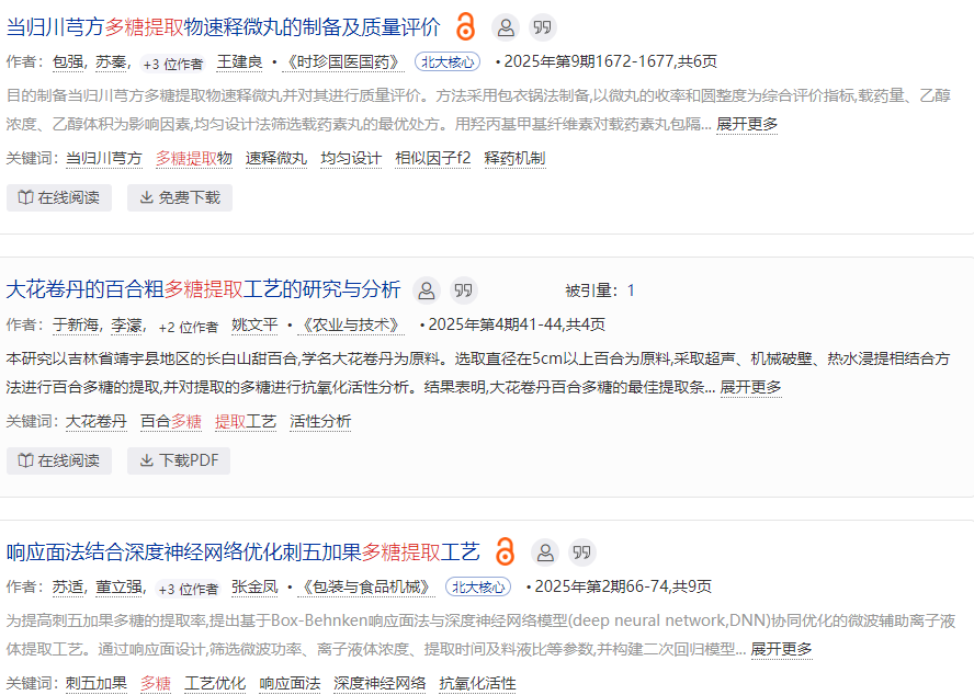 多糖提取研究論文發表期刊推薦